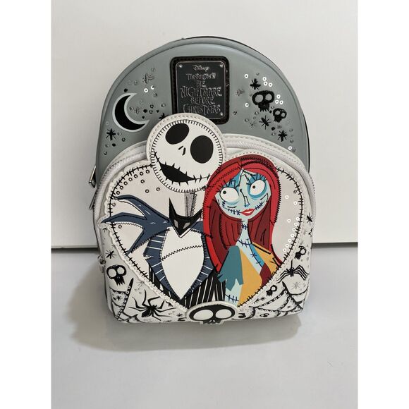 Loungefly Disney Collaboration Jack and Sally Heart NBC Mini Backpack NWT - Picture 1 of 12